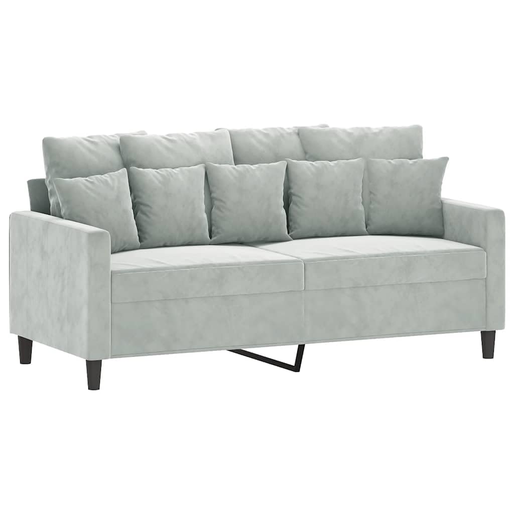 2 Seater Velvet Sofa Light Gray H590