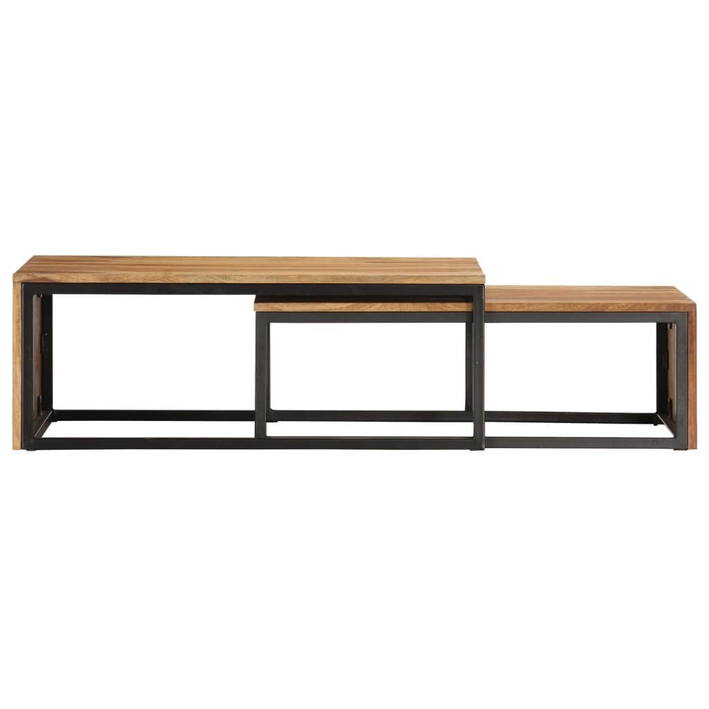 Brown Solid Sheesham Wood Nesting Coffee Table Set of 2 A82237