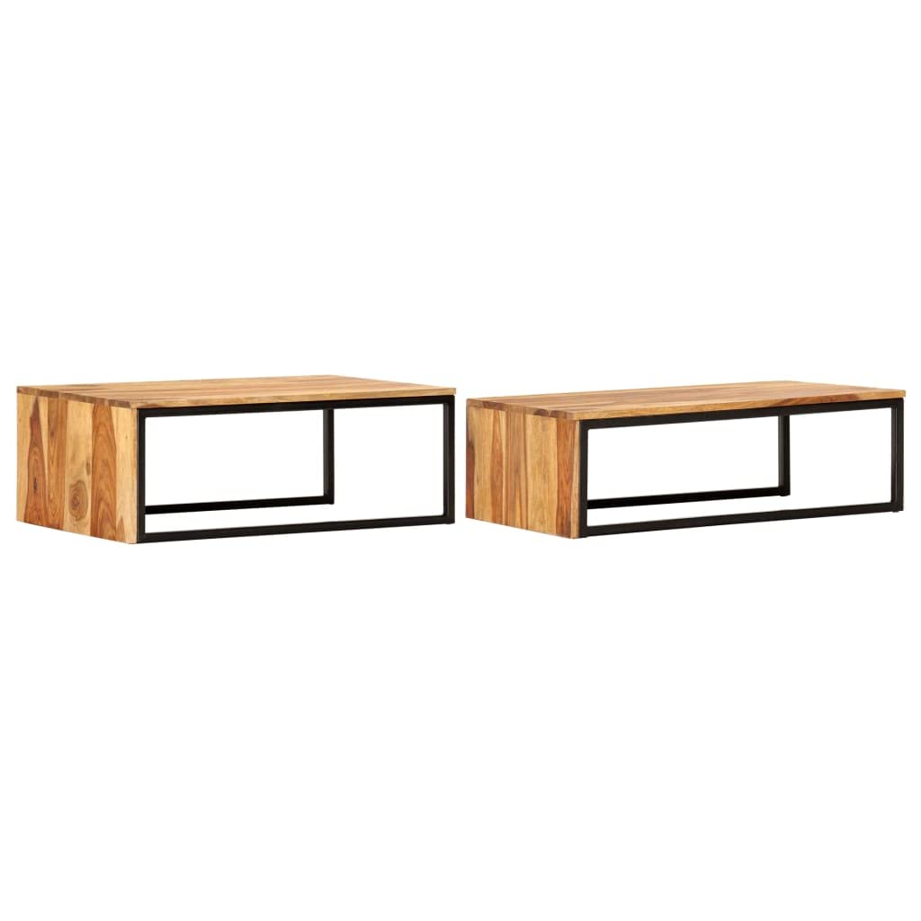 Brown Solid Sheesham Wood Nesting Coffee Table Set of 2 A82237