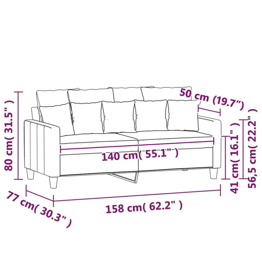 2 Seater Velvet Sofa Light Gray H590