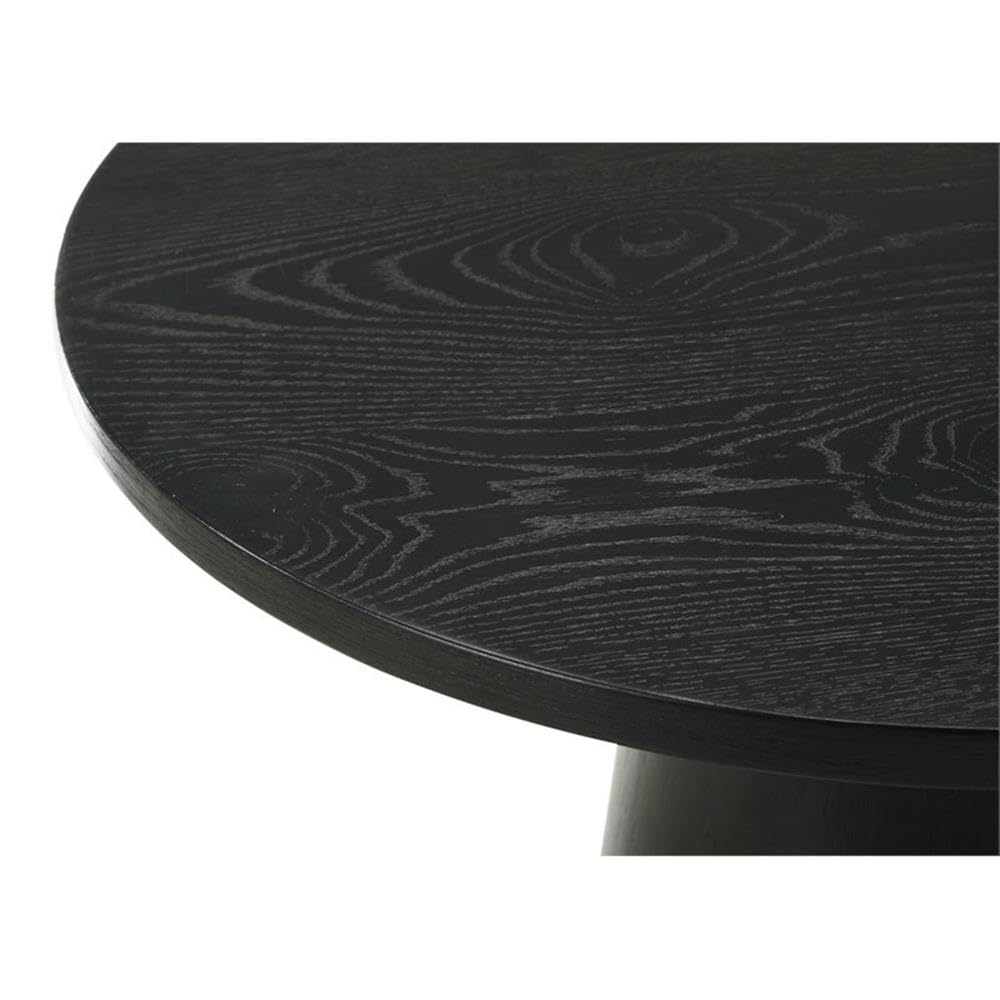 Ebony Black 29-inch Round Wood Coffee Table with Pedestal Base G7806