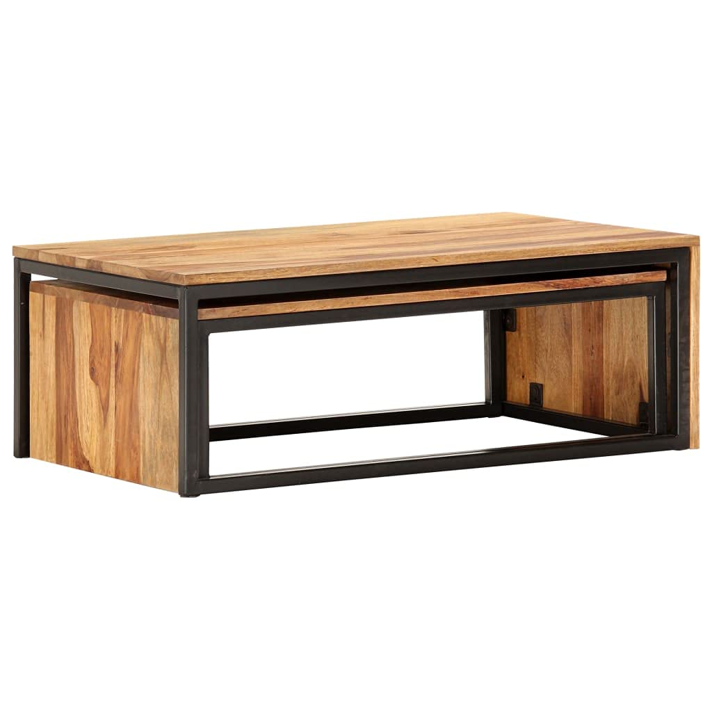 Brown Solid Sheesham Wood Nesting Coffee Table Set of 2 A82237