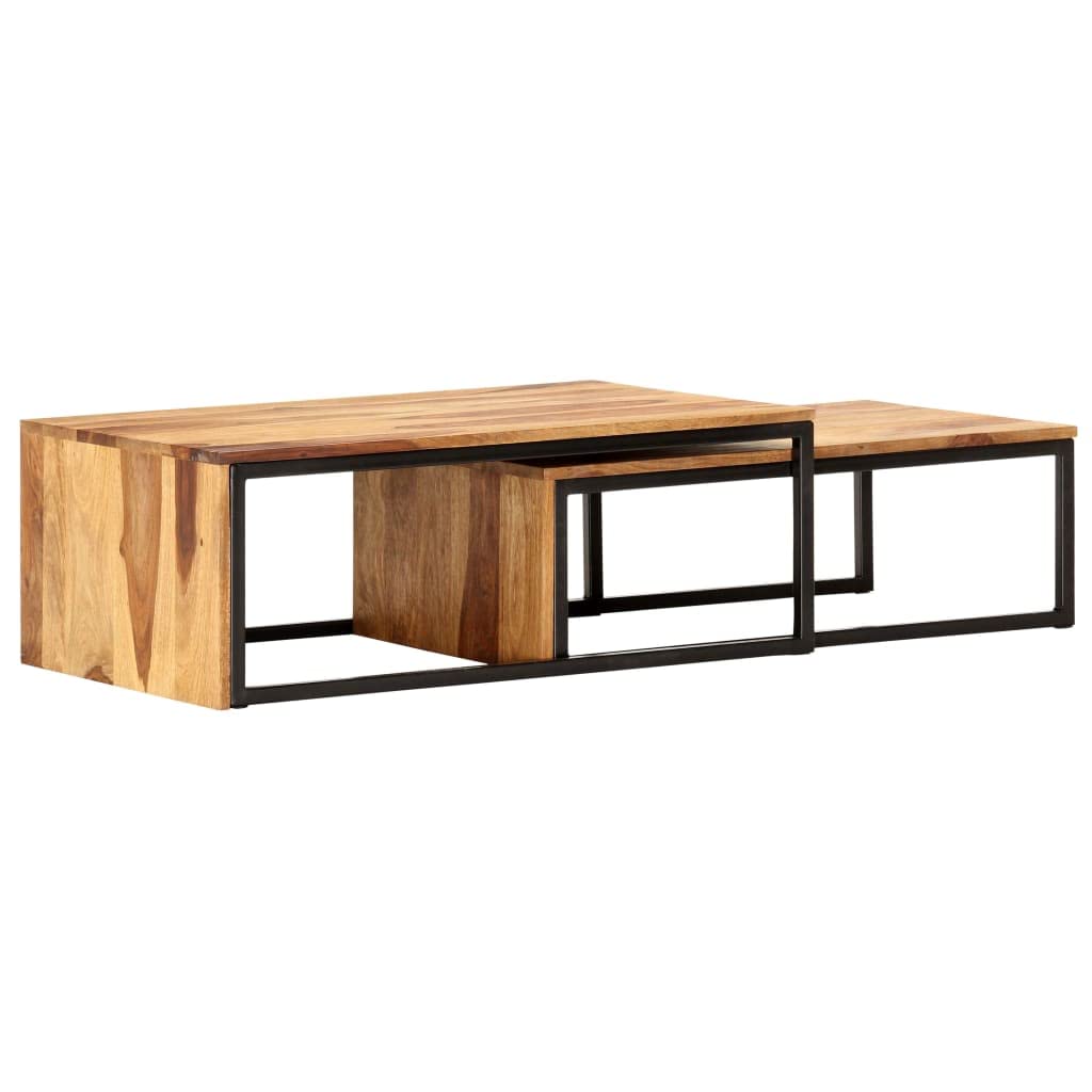 Brown Solid Sheesham Wood Nesting Coffee Table Set of 2 A82237