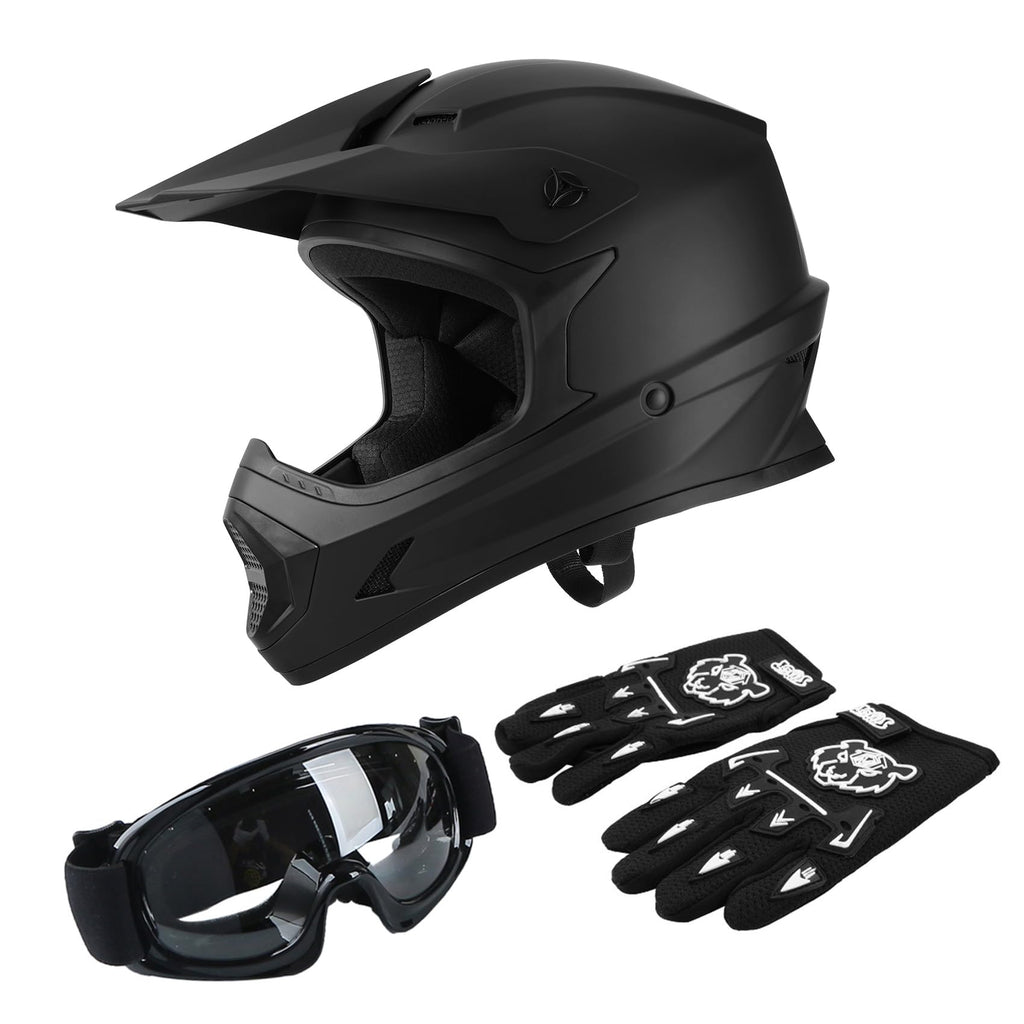 Black Youth Kids Full Face Motocross Helmet L48615