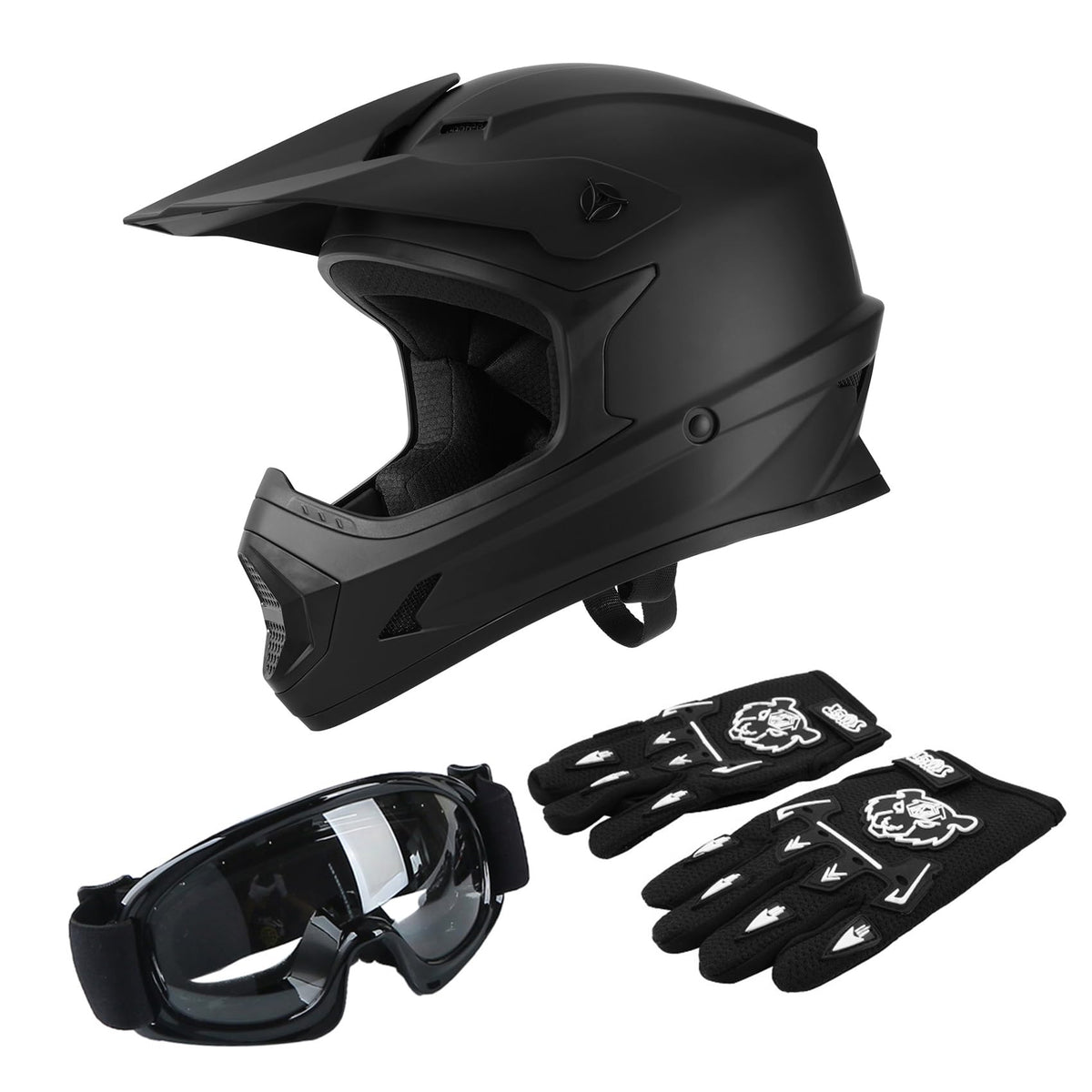 Black Youth Kids Full Face Motocross Helmet L48615