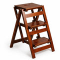 Solid Oak 3 Step Folding Ladder 330 lbs Capacity Wooden Step Stool L542