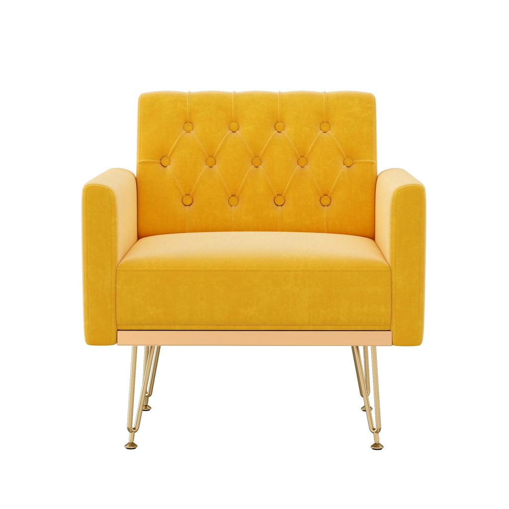 Velvet Single Sofa Chair with Tufted Back and Metal Legs M563094