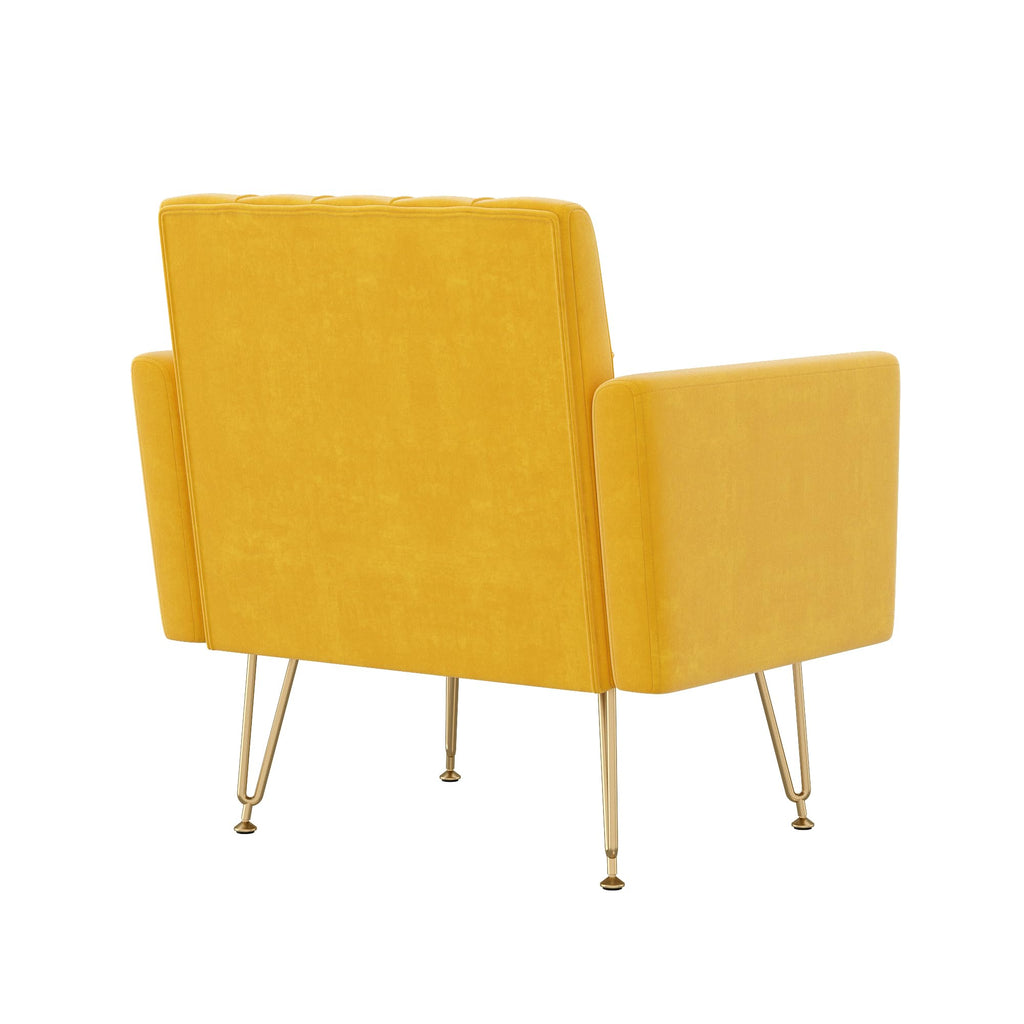 Velvet Single Sofa Chair with Tufted Back and Metal Legs M563094