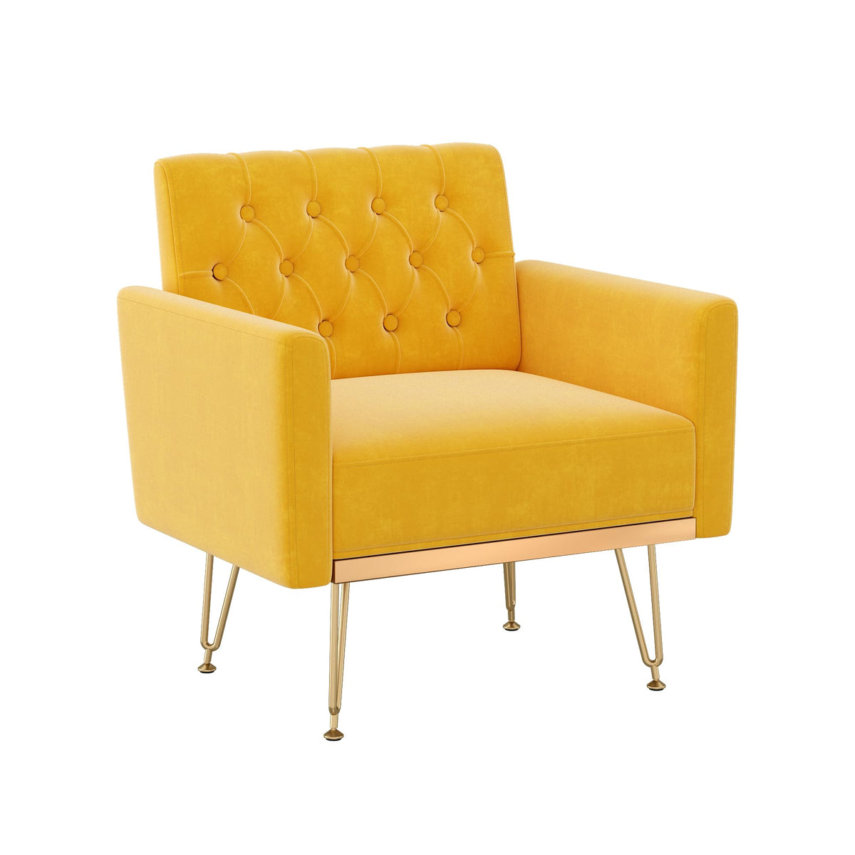 Velvet Single Sofa Chair with Tufted Back and Metal Legs M563094