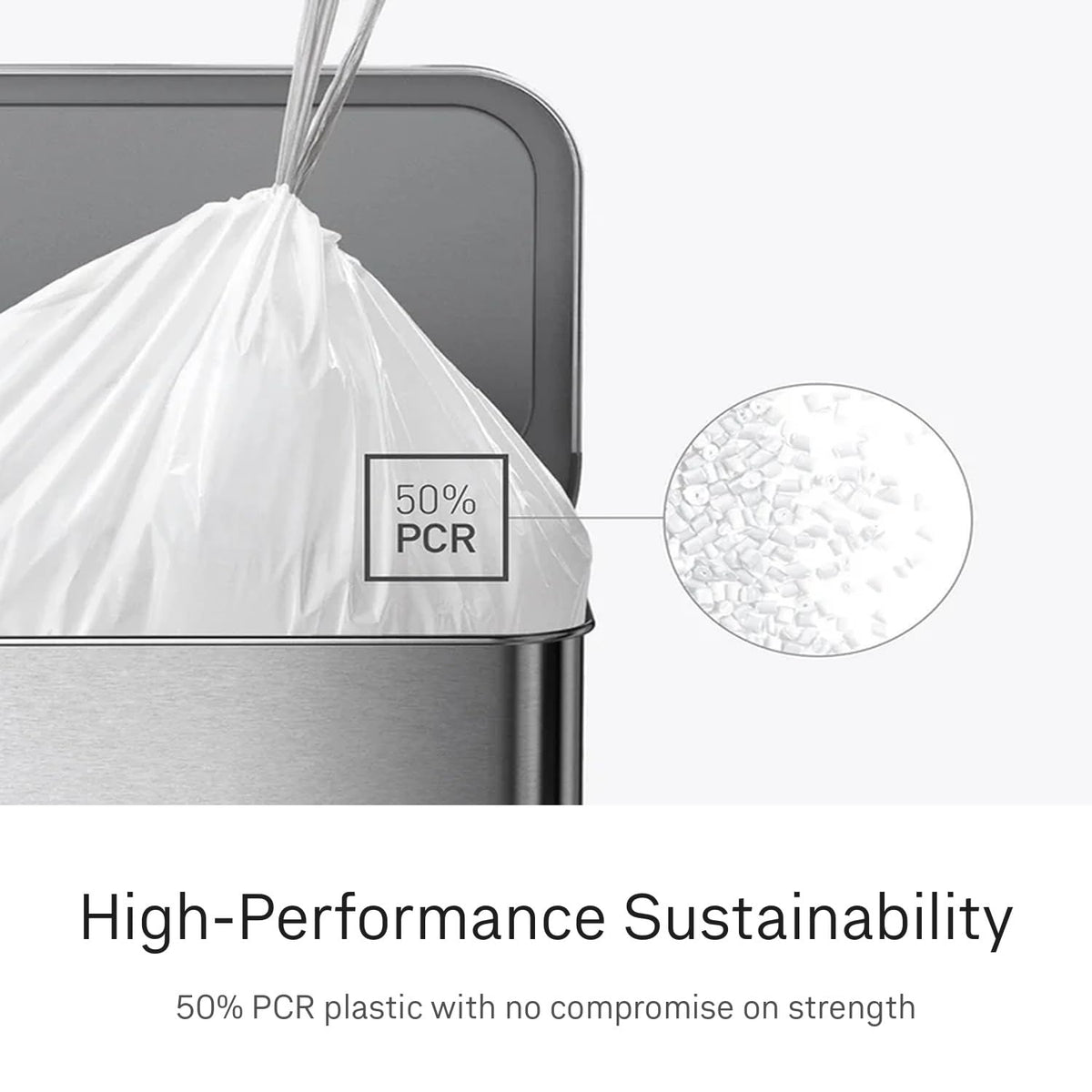 100 Count Drawstring Kitchen Trash Bags, 40-50 Liter, White R68959