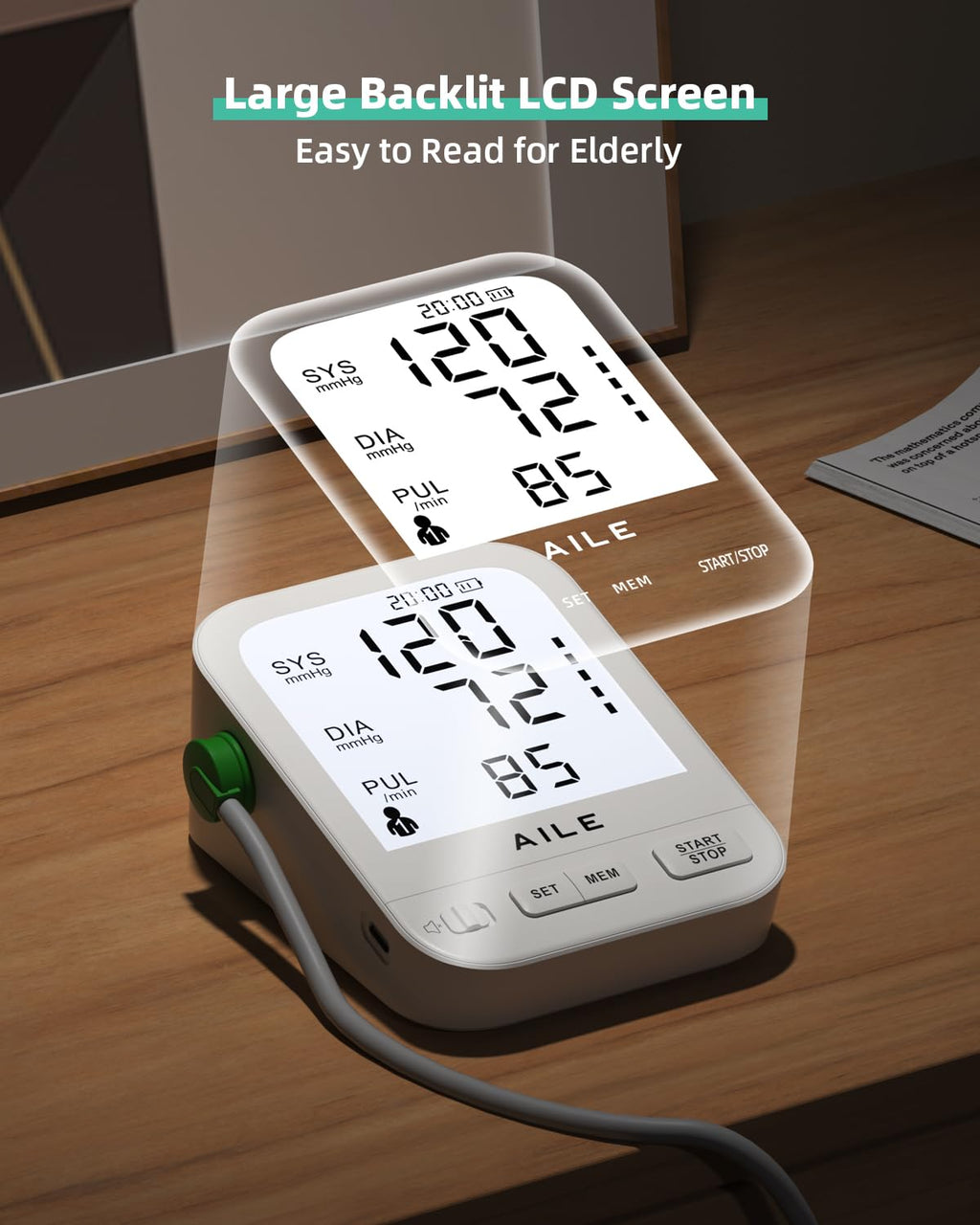 FDA Cleared Blood Pressure Monitor Large LCD Display Z549324
