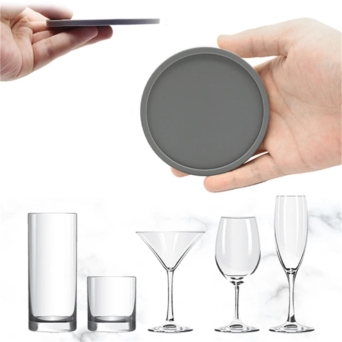 32 Pc Black Silicone Coasters H4140