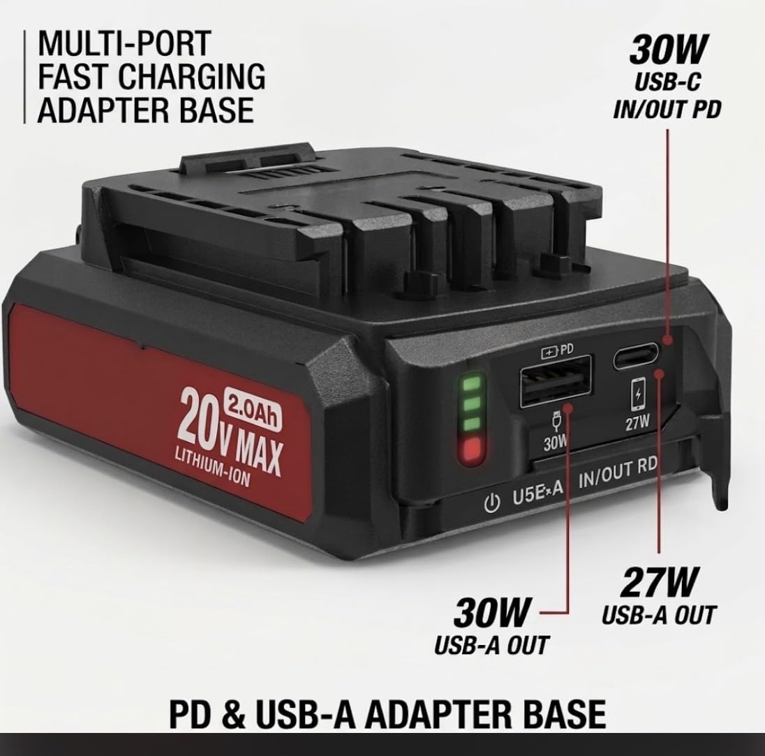 20V Max 2.0Ah Lithium-Ion Battery Pack with Dual USB Ports Y8951