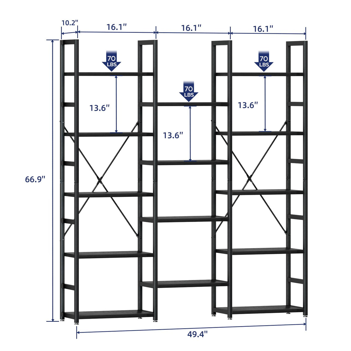 Black 5 Tier Bookshelf P54120
