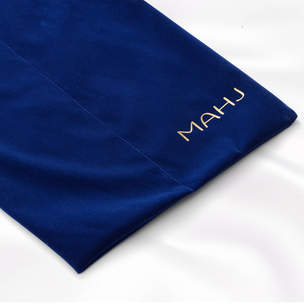 Blue Velvet Drawstring Storage Bag with 2 Compartments G572517