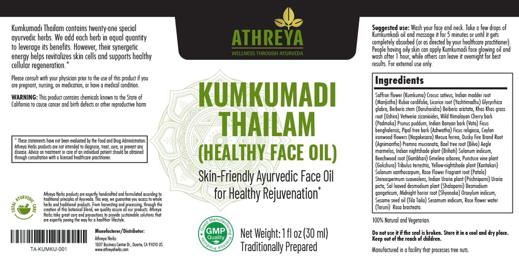Kumkumadi Oil 1 Oz Ayurvedic Face Oil M830