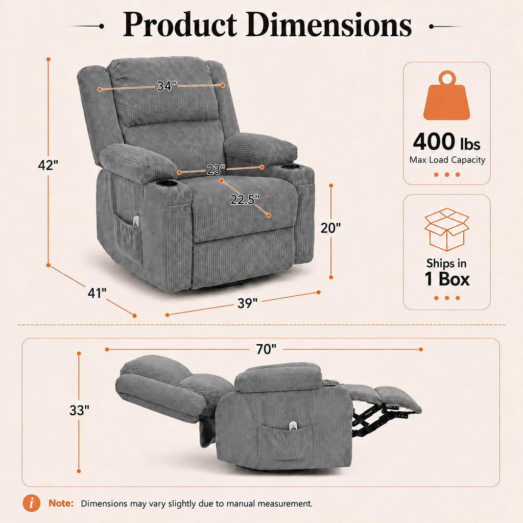 Grey Swivel Rocker Recliner N946