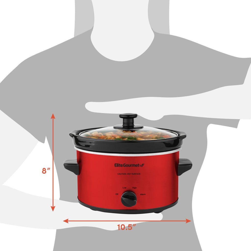 Electric Oval Slow Cooker, 2 Qt, Metallic Red R1781