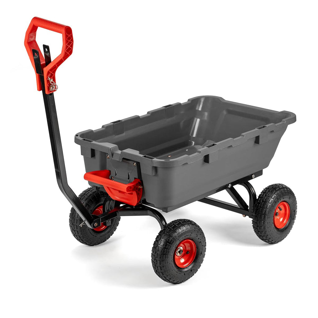 Heavy Duty 2-in-1 Convertible Handle Garden Dump Cart 800-Pound 10" Pneumatic Tires Y775293