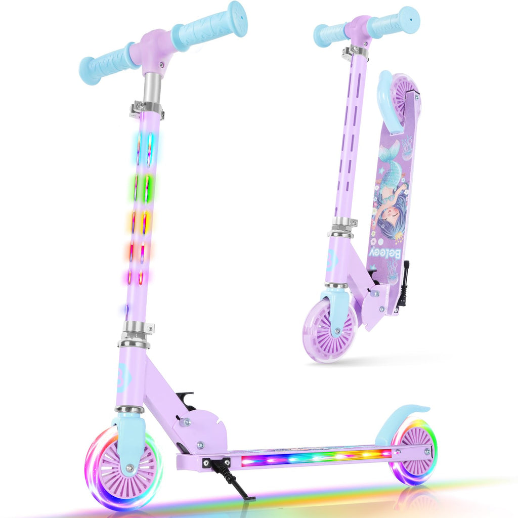 2 Wheel Folding Lightweight Kick Scooter with Light-Up Wheels I641