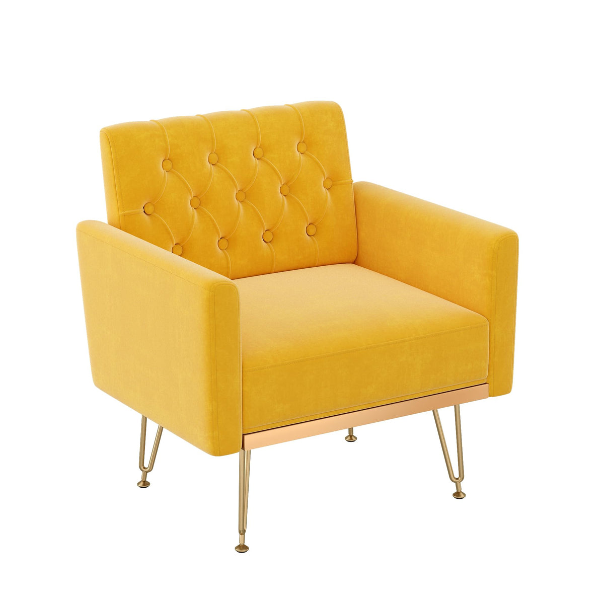 Velvet Single Sofa Chair with Tufted Back and Metal Legs M563094