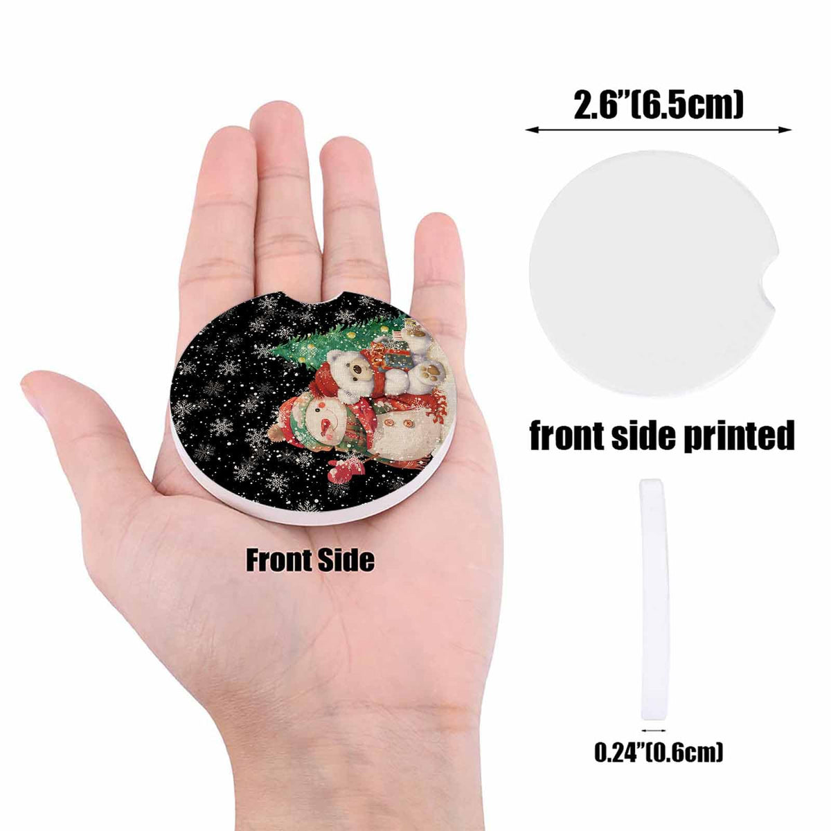 Black Ceramic Car Coasters 2 Piece Set V770165