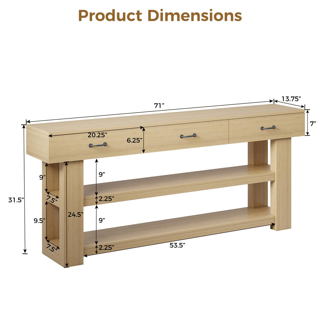 Oak Console Table with Drawers Z325994