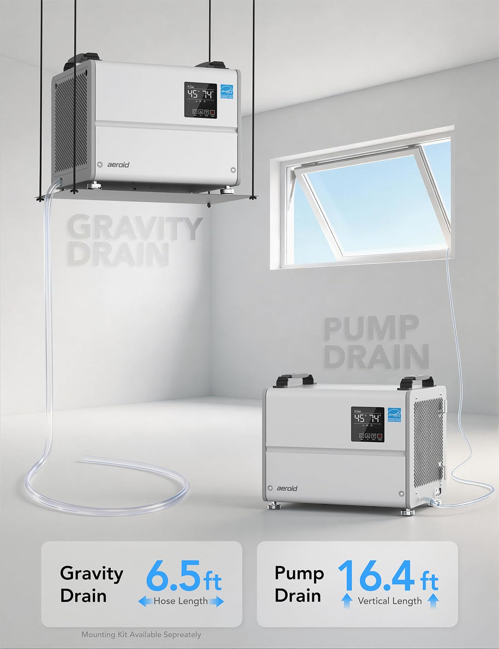 70 Pints Commercial Dehumidifier with Pump and Drain T8369