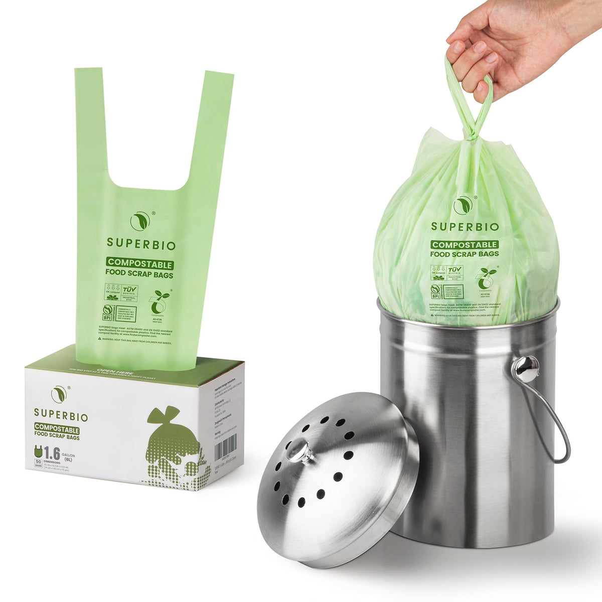 1.6 Gallon Compostable Food Scrap Bags A209808