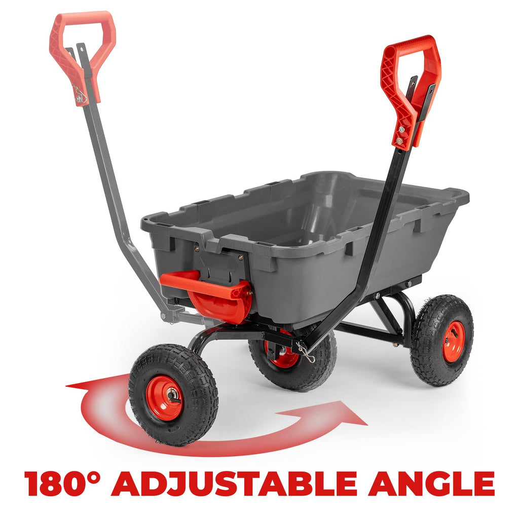 Heavy Duty 2-in-1 Convertible Handle Garden Dump Cart 800-Pound 10" Pneumatic Tires Y775293