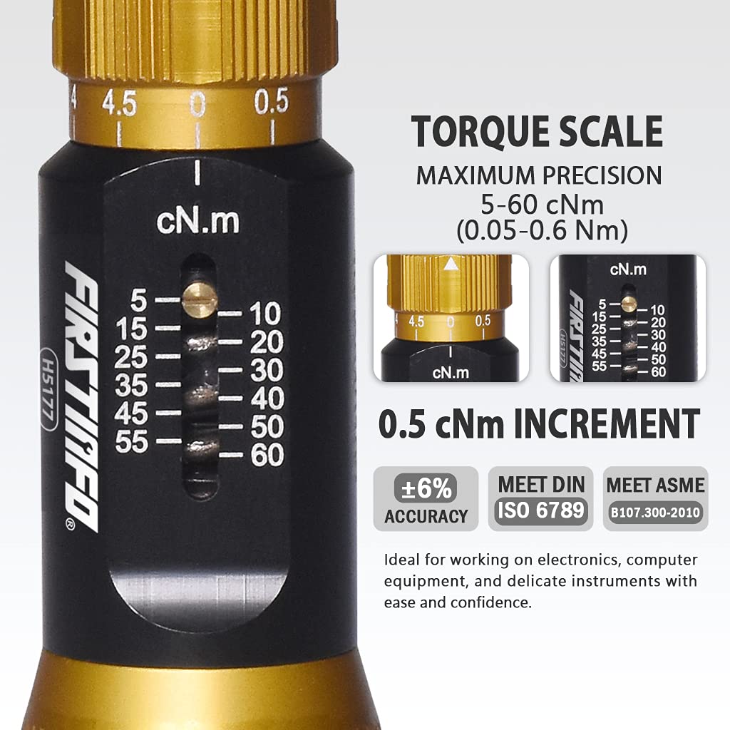 Certified Torque Limiting Screwdriver, 5-60 cNm, 1/4" Hex W6045
