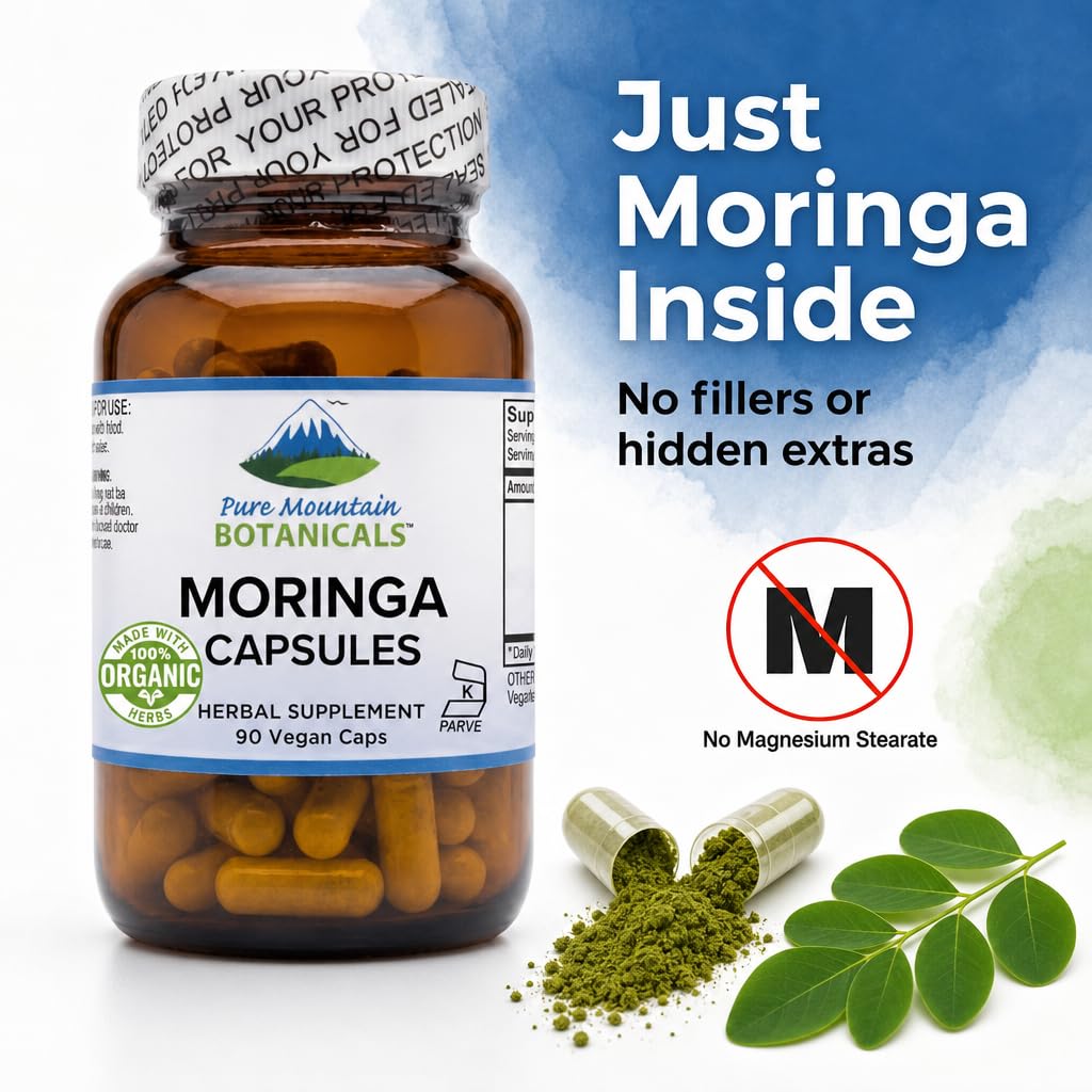 Organic Moringa Oleifera 1000mg 90 Count Vegan Supplement E509629