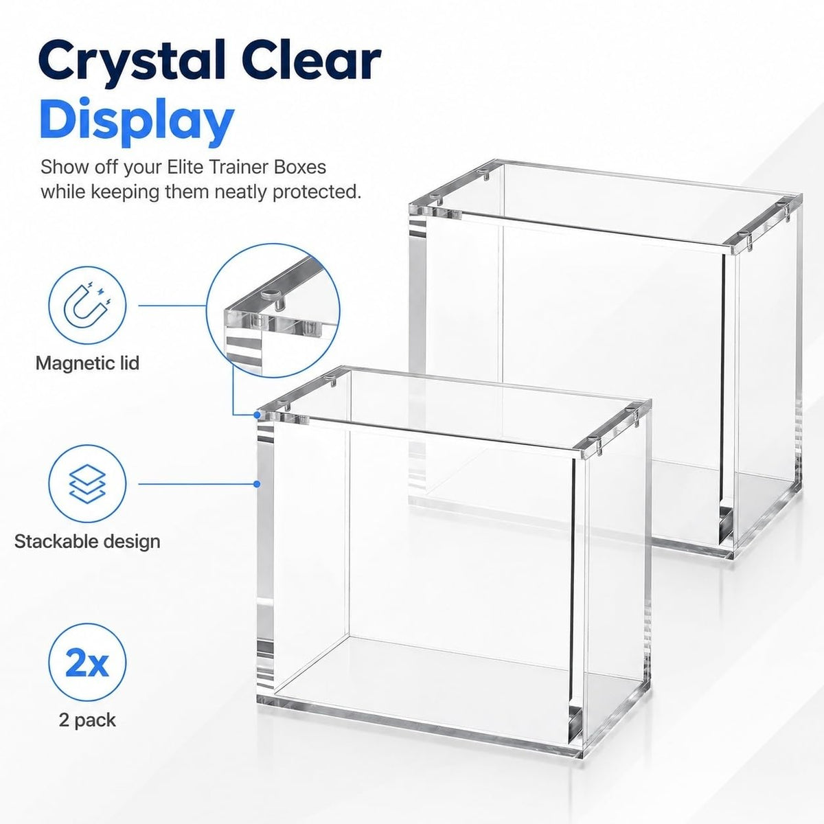 Display Case Stackable 2 Pack 5mm Acrylic Magnetic Lid UV Protection T911748
