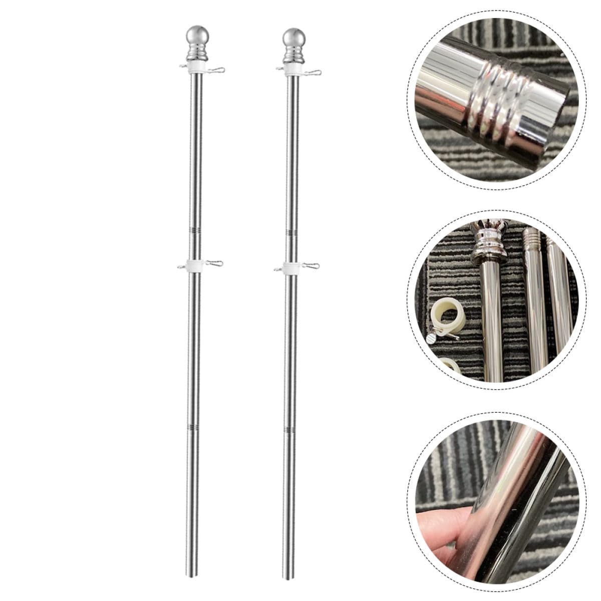 2pcs Stainless Steel Rustproof Outdoor Flag Pole E186
