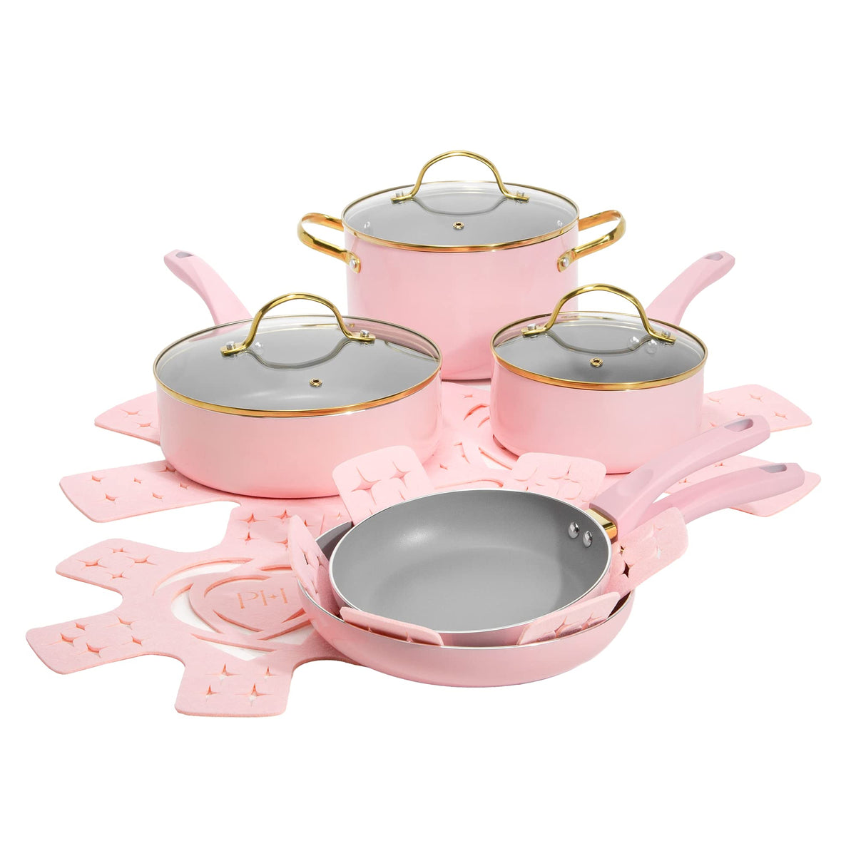 12 Piece Pink Nonstick Cookware Set R521408