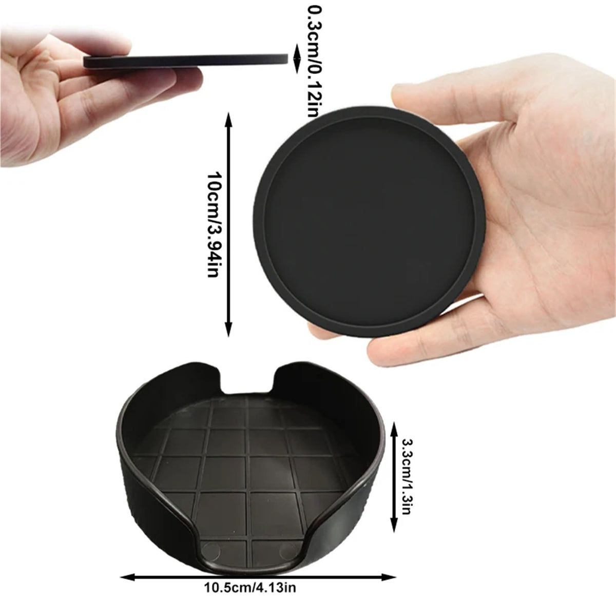 32 Pc Black Silicone Coasters H4140