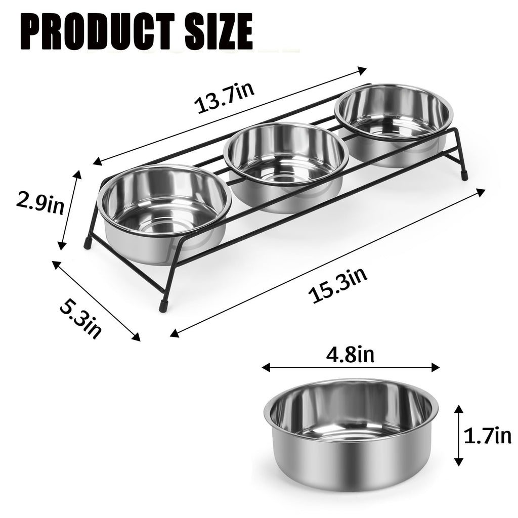 Raised Cat Bowls 3 Stainless Steel Y7144