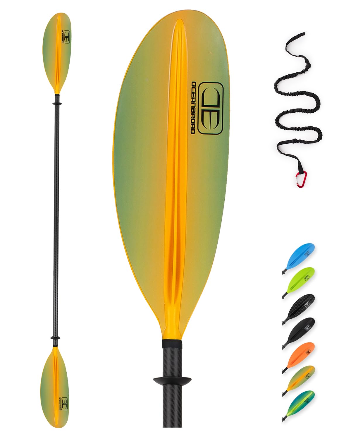Carbon Fiber Kayak Paddle 90.5in/230cm with Paddle Leash A9793