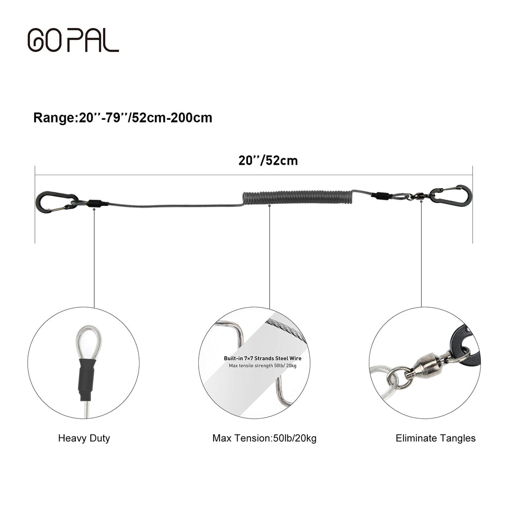 Heavy Duty Kayak Paddle Leash, Retractable Fishing Rod Tether, 2 Pack H93295
