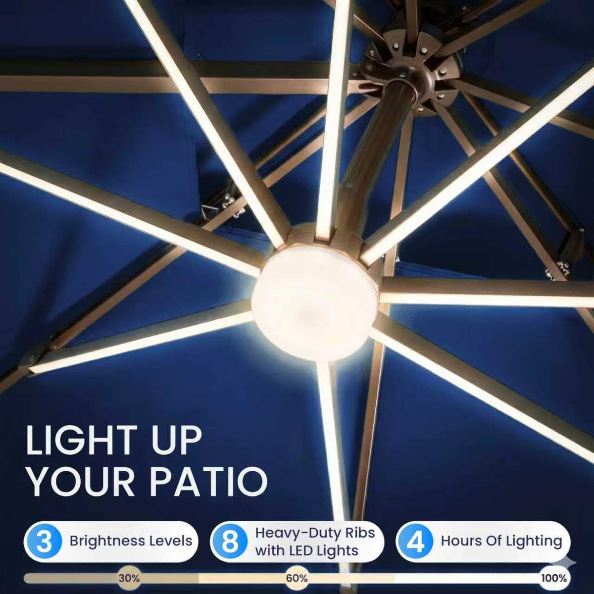 10x10 FT Cantilever Patio Umbrella with Base & LED K436162