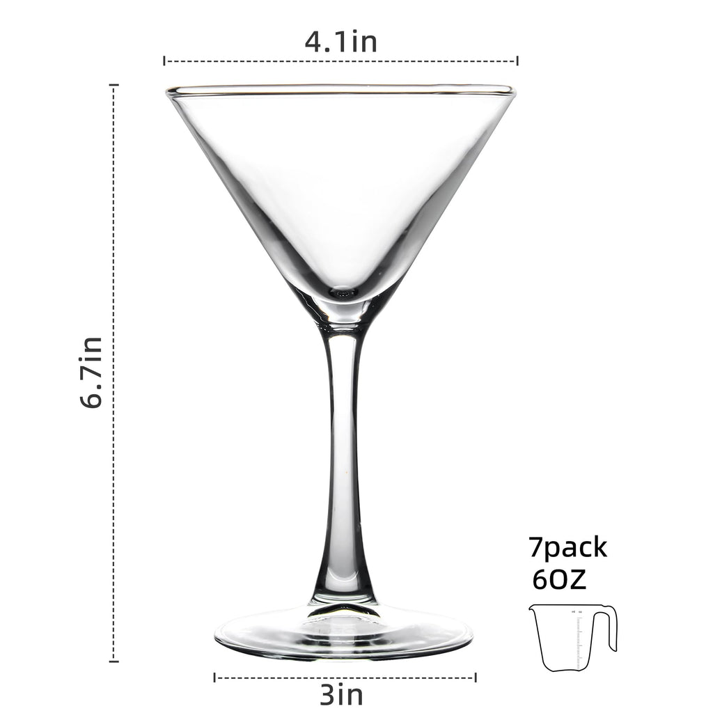 Clear Cocktail Glasses Set of 7, 6 Ounce Y369