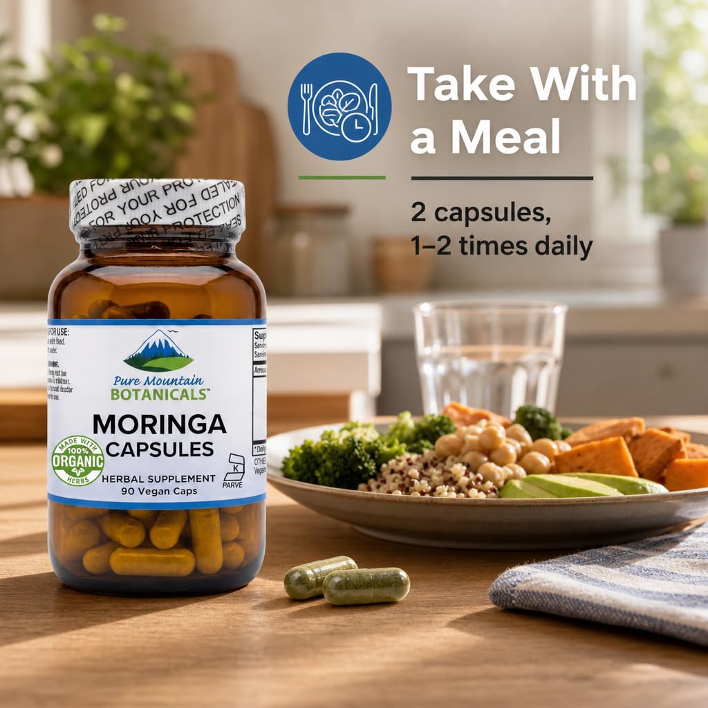 Organic Moringa Oleifera 1000mg 90 Count Vegan Supplement E509629