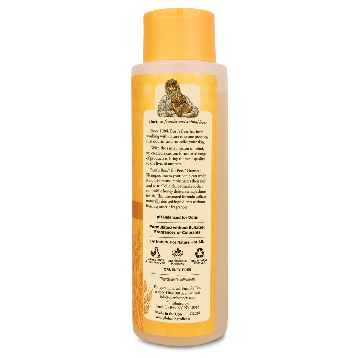 Oatmeal Dog Shampoo with Honey, Unscented, 16 Fl Oz L392
