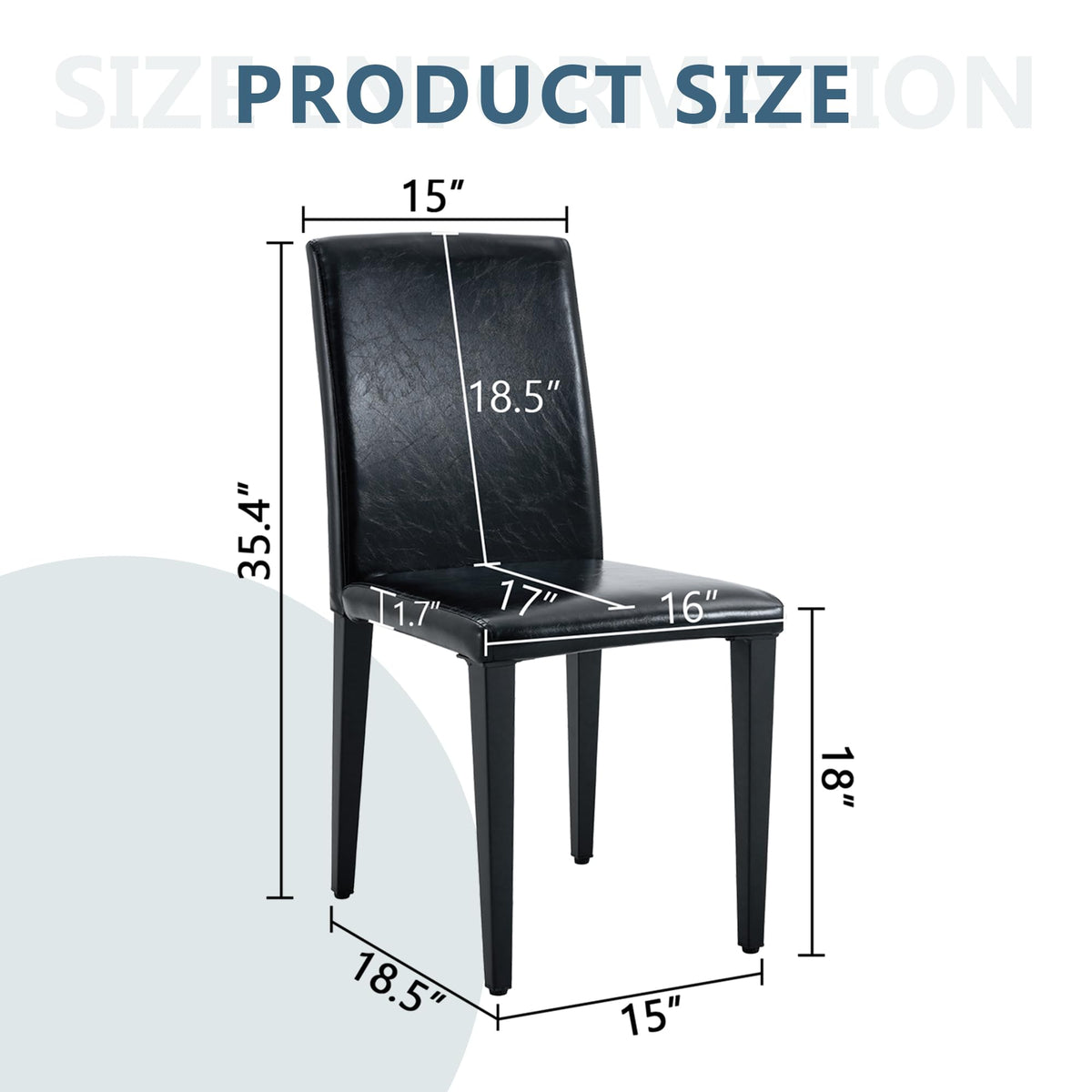 Black PU Leather Upholstered Dining Chairs Set of 2 with Metal Legs Q97040