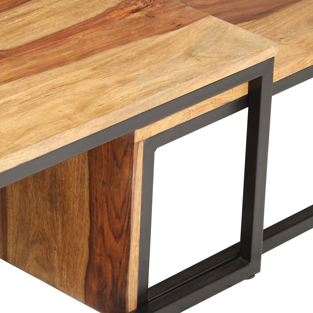 Brown Solid Sheesham Wood Nesting Coffee Table Set of 2 A82237