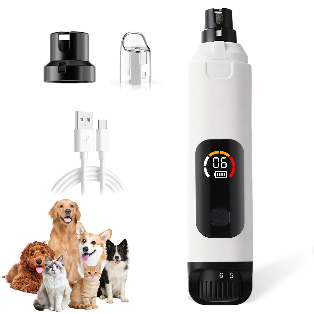 Dog Nail Grinder with LCD Screen, 6 Speeds, 4 Grinding Heads E462374