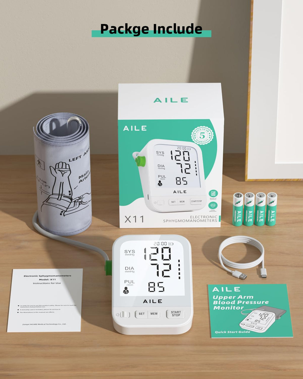 FDA Cleared Blood Pressure Monitor Large LCD Display Z549324