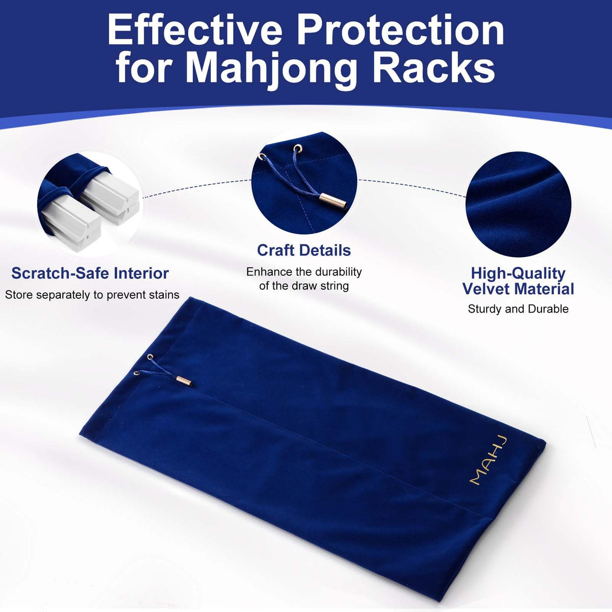 Blue Velvet Drawstring Storage Bag with 2 Compartments G572517