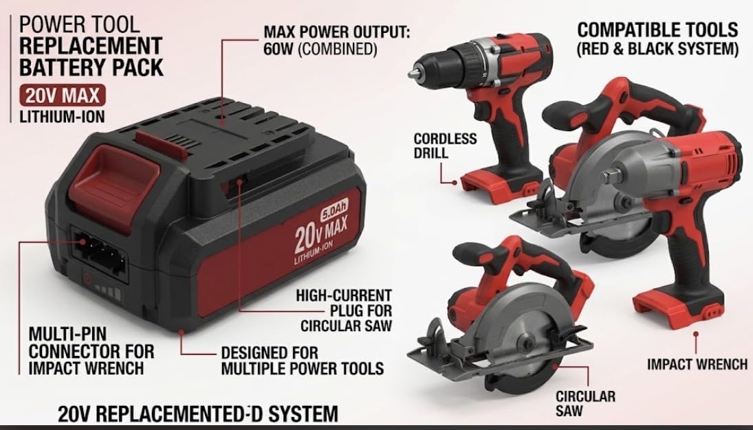 20V Max 2.0Ah Lithium-Ion Battery Pack with Dual USB Ports Y8951