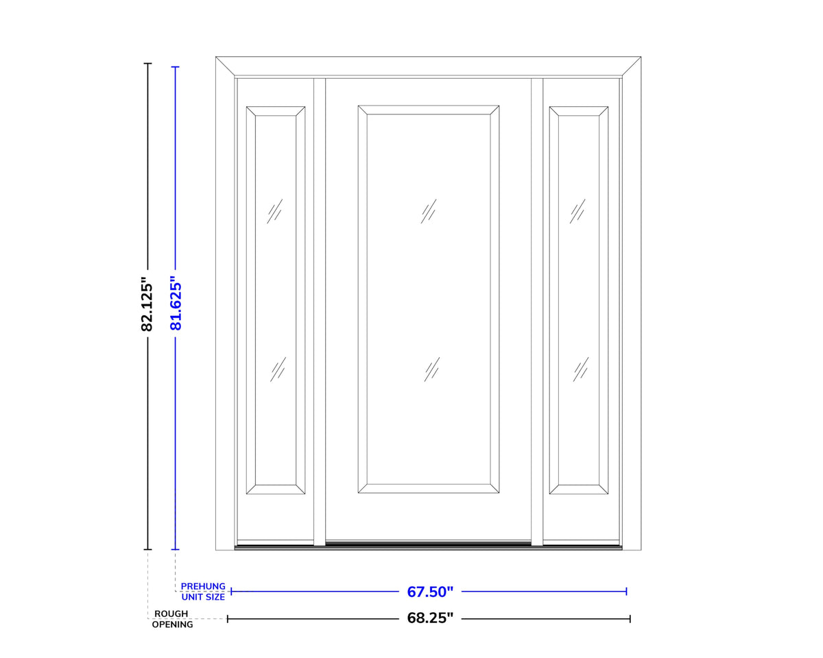 Fiberglass Front Entry Door 36" x 80" with Sidelite G56576